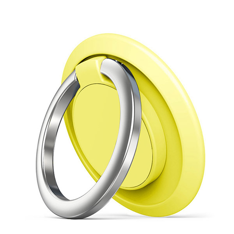 Luksusowy metalowy uchwyt na telefon komórkowy kształt zegara uniwersalny uchwyt magnetyczny do samochodu stojak akcesoria Ring Finger: A19-Yellow