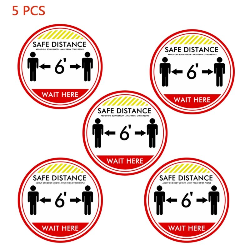 1/5/10pcs Public Area Social Distancing Floor Stickers Indoor Ground Sticker Safety Floor Sign Decal Sticker For Crowd Control: 5pcs D