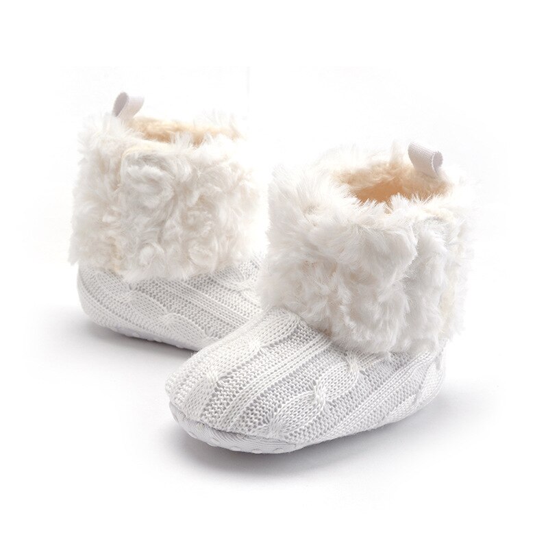 Schattige Baby Anti-Slip Laarzen Peuter Baby Jongen Meisje Knit Crib Schoenen Leuke Cartoon Prewalker Baby Booties: WHITE / 13-18 months