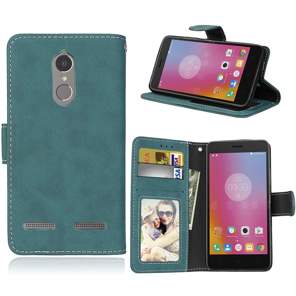 De cuero para Lenovo K6 funda magnética de cuero Flip para Lenovo K6 de 5,0 "K33a48 K33a42 teléfono caso cubierta con titular de la tarjeta: For Lenovo K6 / Blue