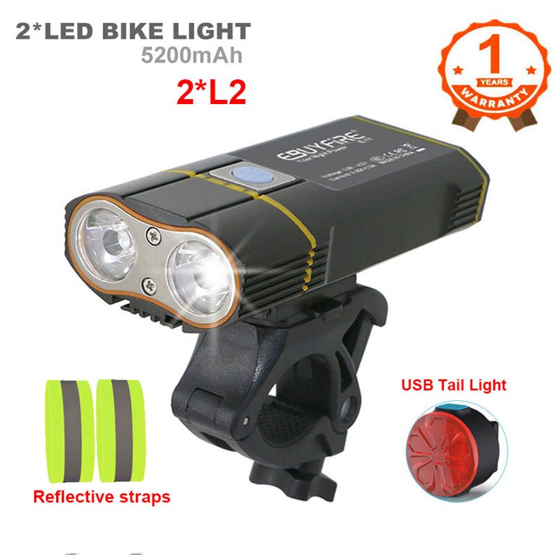 6000LM Bicycle Light 2x XML-L2 LED Bike Light With USB Rechargeable Battery Cycling Front Light +Handlebar Mount: SetG L2xA03xLeggings