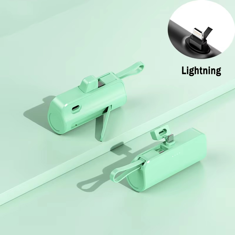 Mini cápsula de banco de energía de 30000mAh, batería externa de carga rápida inalámbrica portátil de gran capacidad para iPhone tipo c,: Verde / 10000mAh