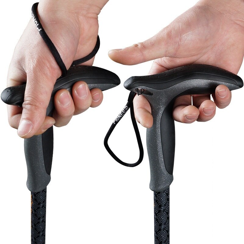 T-handle Hiking Carbon Fiber Walking Cane Trekking Poles Ultralight Telescopic Alpenstocks 49cm-100cm Trail Sticks Canne