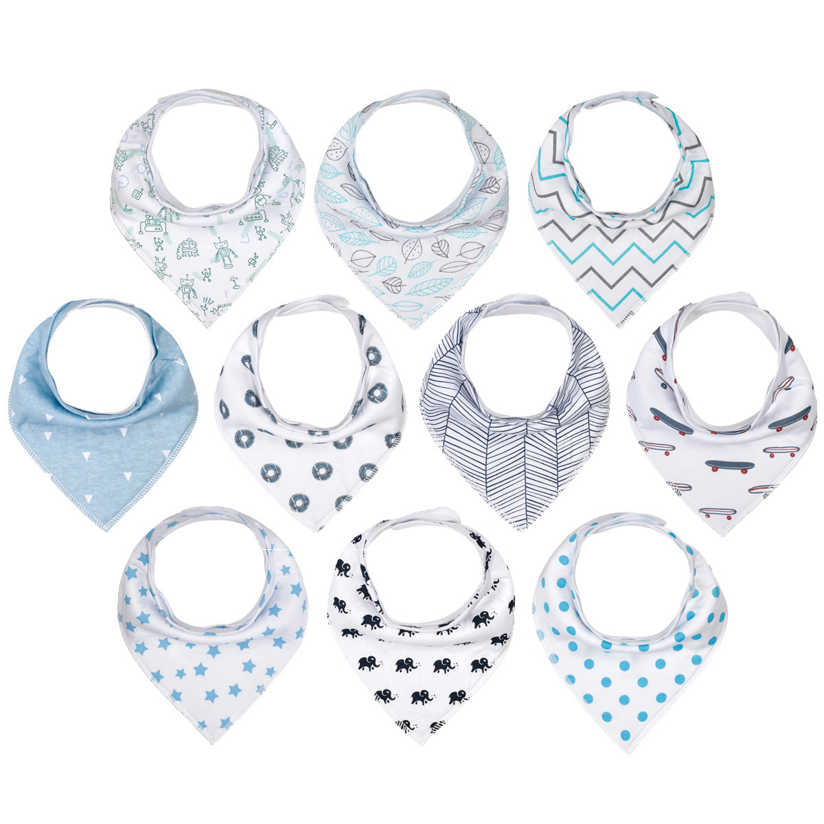 Baby Bandana Sabbern Lätzchen unisex 10 Stck Lätzchen einstellen für sabbern & Zahnen 100% Bio-baumwolle Neugeborenen Saugfähigen Hypoallergen Lätzchen: 1005