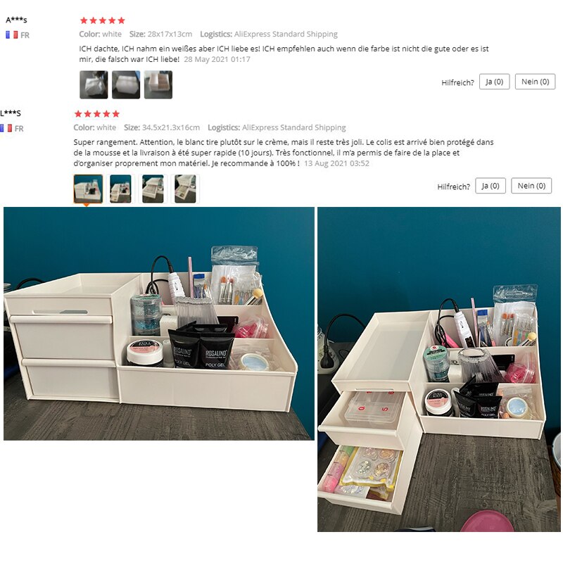 Plastic bathroom skin care products storage box brush lipstick storage box, cosmetics makeup storage box with drawer