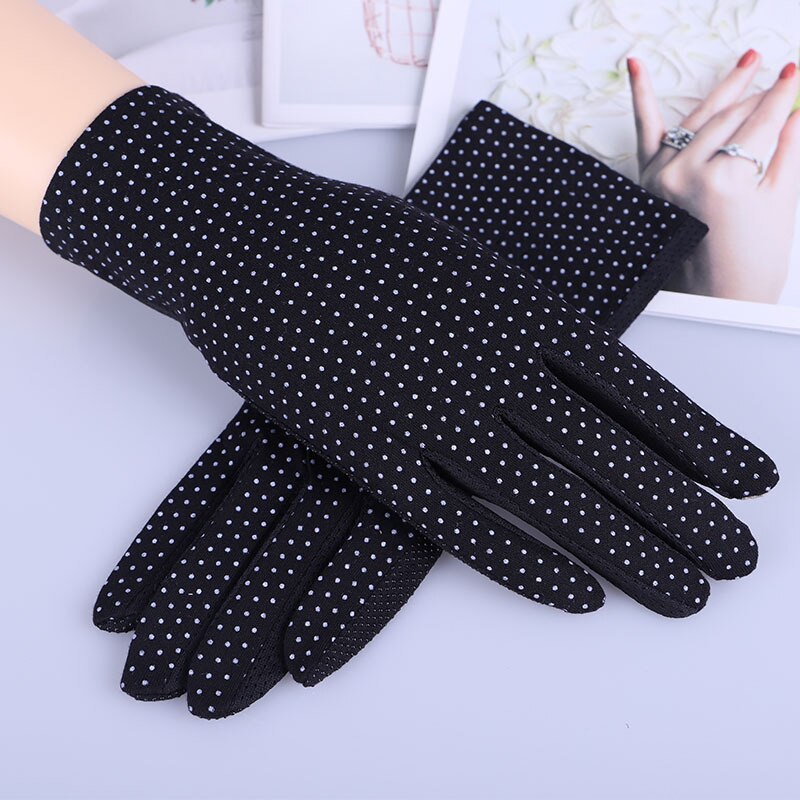 Neue Baumwolle handschuhe Nicht-Unterhose Atmungsaktive Damen Handschuhe Stelle Sommer Dünne UV Sonnenschutz Handschuhe treibende handschuhe: Schwarz