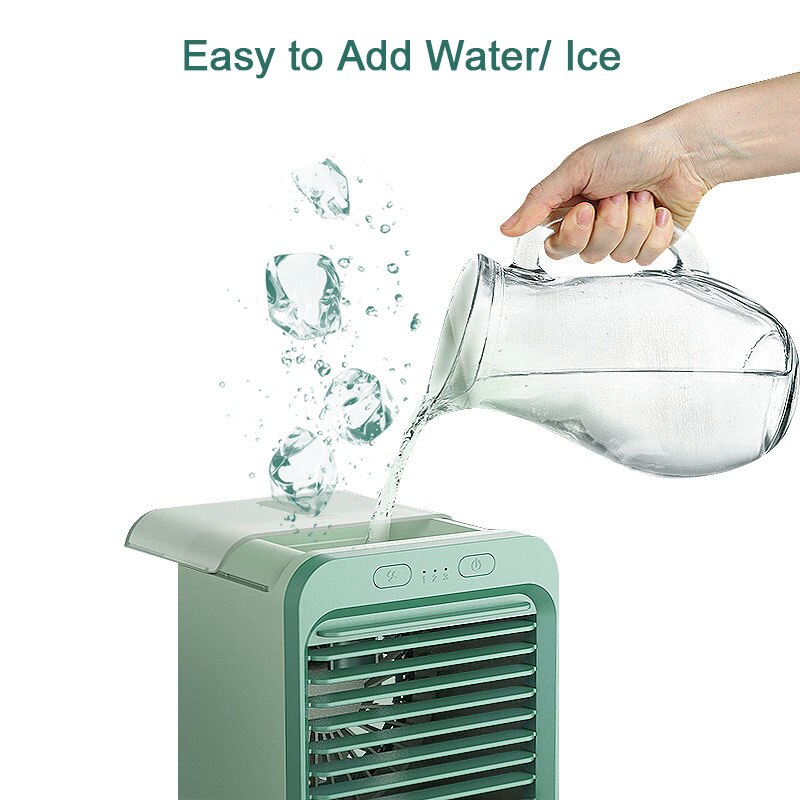 Draagbare Mini Air Conditioner Desktop Ventilator 5000Mah Usb Oplaadbare Luchtkoeler Tafel Cooling Mist Fan Luchtbevochtiger Voor Office Home