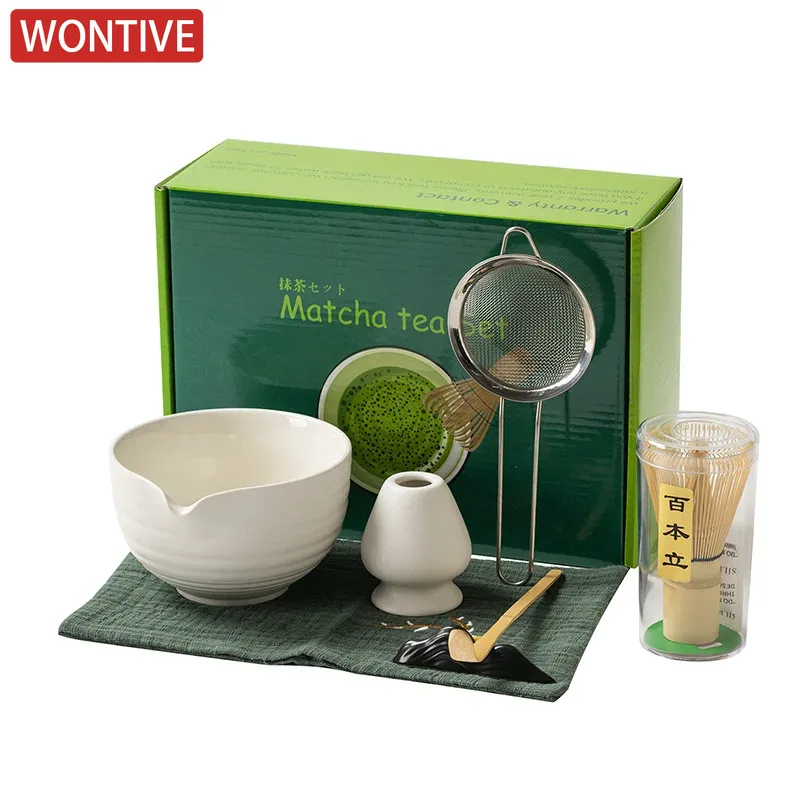 Ensemble de fabrication de Matcha japonais, brosse Matcha en bambou, bol Matcha exquis, boîte avec fouet, outils à thé somptueux, grands , 1 à 7 pièces