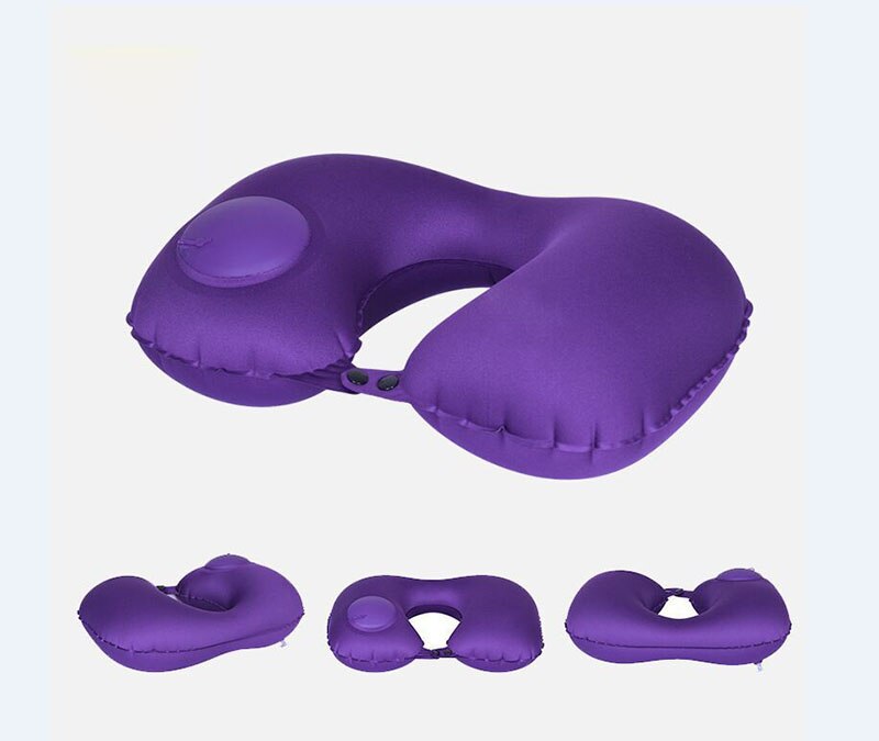 Nueva almohada de viaje TRIPNUO, portátil, suave, en forma de U, para coche, avión, cojín inflable para cuello, accesorios de viaje, protección: Purple