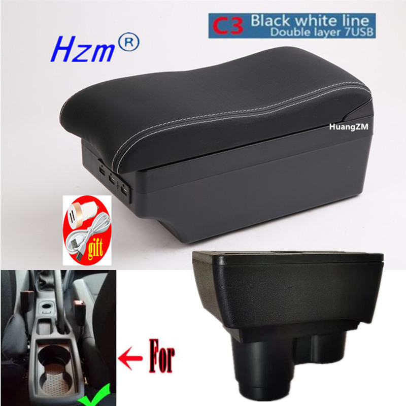 For Renault Dacia Duster 2 3 Ⅱ Ⅲ Armrest Box Auto Central Console Storage Car Accessories with USB Charging: C3 white line 7USB