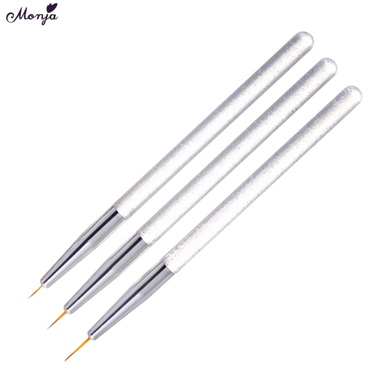 Monja 3 Stks/set Nail Art Meerdere Stijlen Handvat Schilderij Borstel Kit Franse Streep Line Liner Patroon Diy Tekening Pen Manicure tool: 5