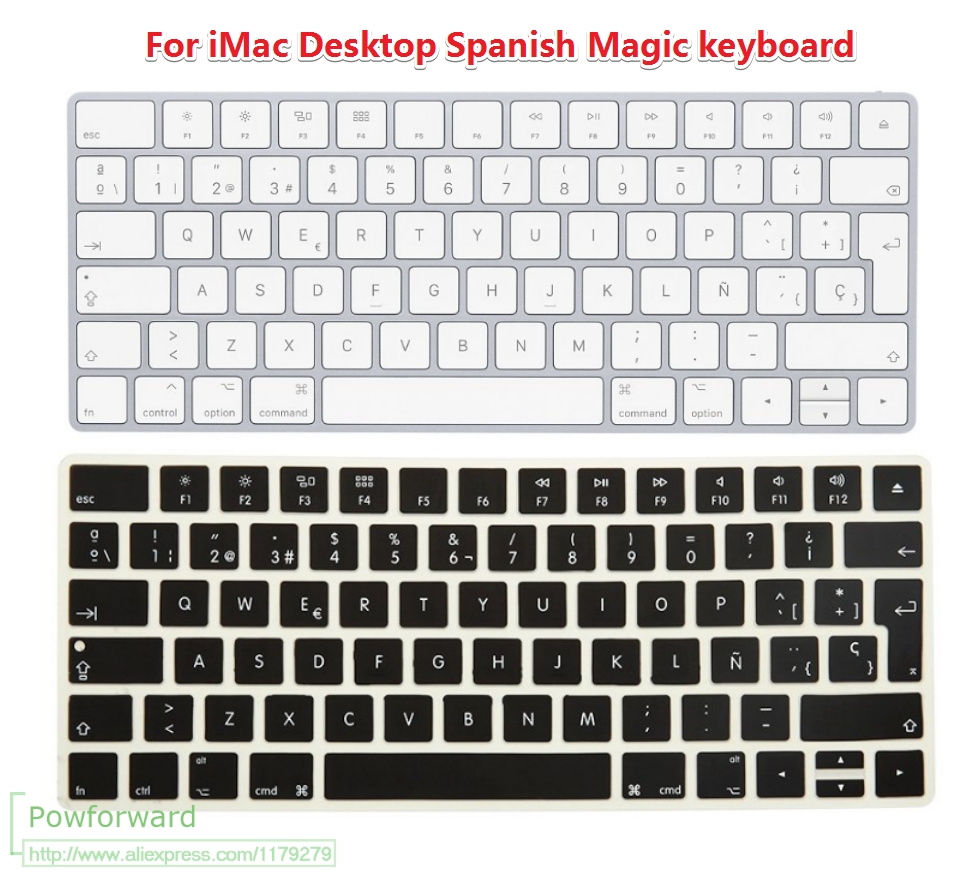 Spanish Language Silicone Keyboard Cover Skin for Apple Magic Keyboard Wireless Bluetooth MLA22LL/A A1644 European ISO Layout