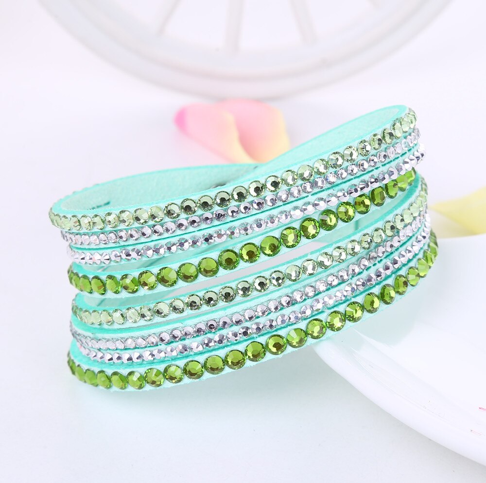 Stijl Lederen Armband Strass Kristal Armband Multilayer Hologram Armbanden Voor Vrouwen Sieraden: I