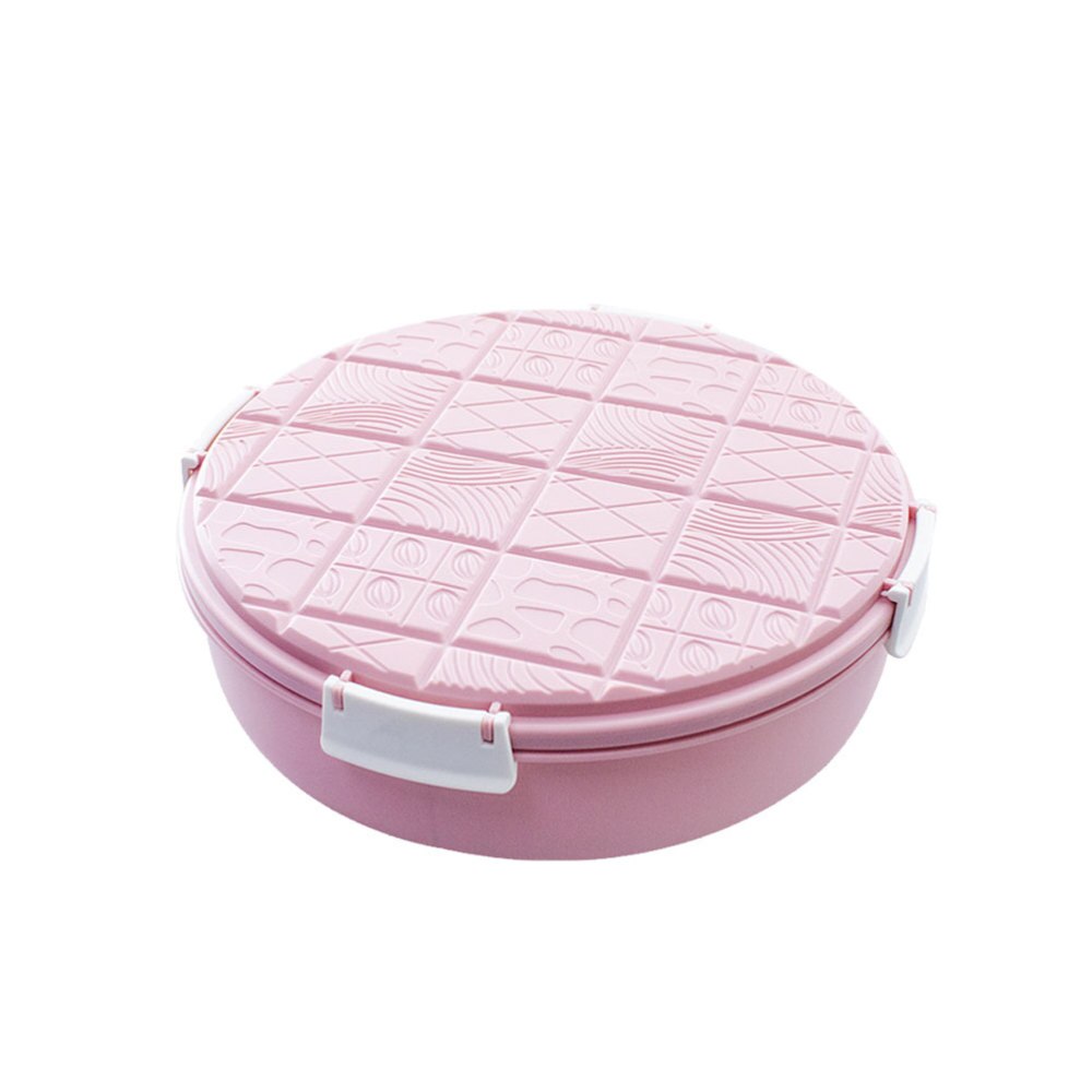 Cute Snack Serving Container Appetizer Tray Round Dried Fruit Organizer Divided Candy Nut Platter Dish with Lid (Blue): Pink