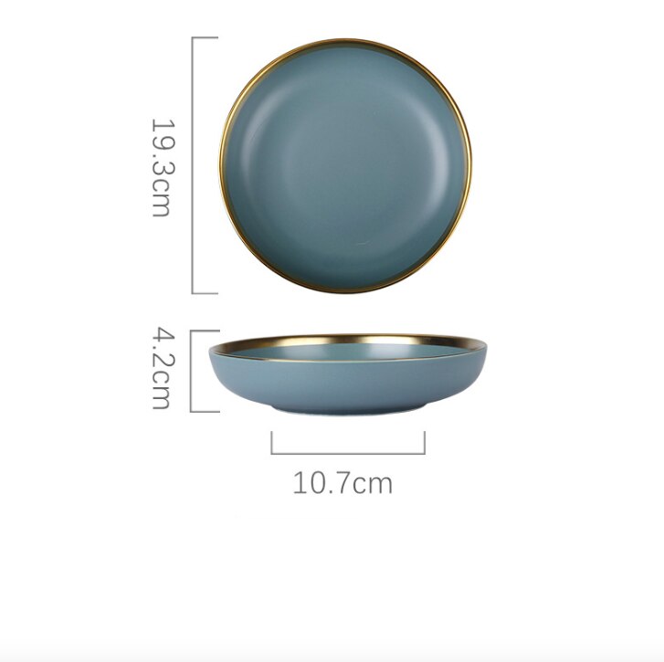 Dinner Plate Set Ceramic Kitchen Plate Tableware Set Food Dishes Rice Salad Noodles Bowl Soup Kitchen Spoon Cook Tool: 006