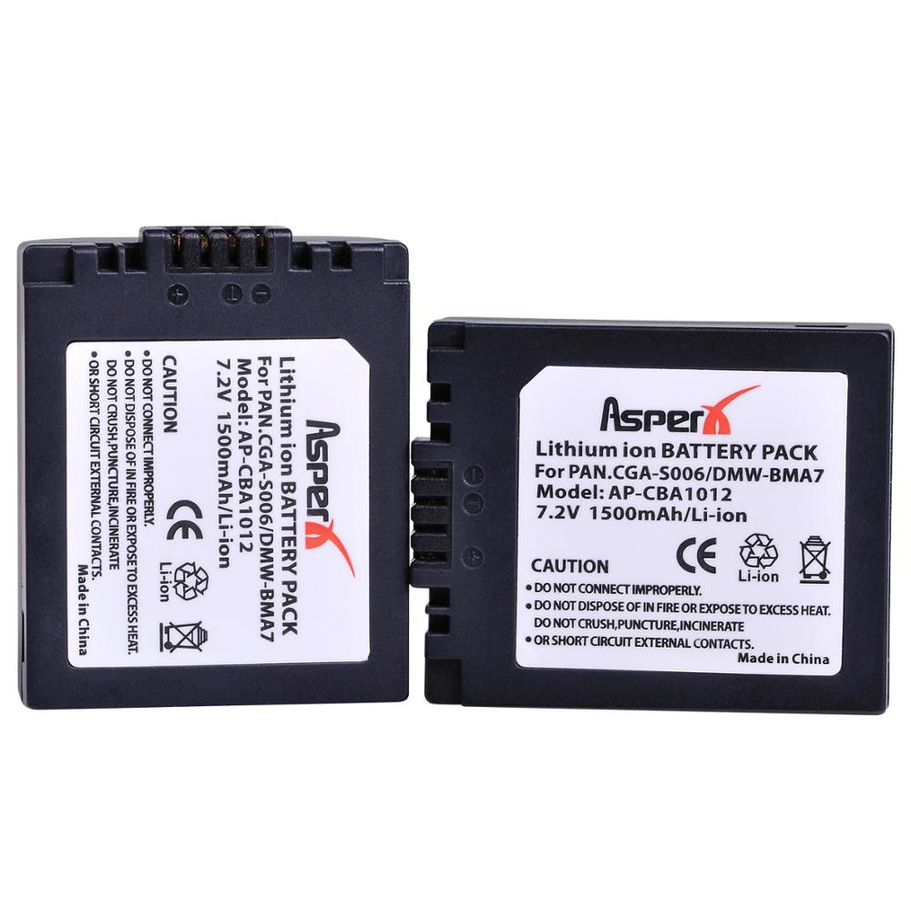 2 pilas de CGA-S006 y cargador de batería para Panasonic Lumix DMW-BMA7, DMC-FZ7, DMC-FZ8, DMC-FZ18, DMC-FZ28, DMC-FZ38, DMC-FZ50