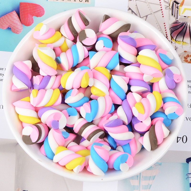 10Pcs Cotton Candy Charms for Slime DIY Polymer Bead Filler Addition Slime Accessories Toys Lizun Modeling Clay Kit for Children