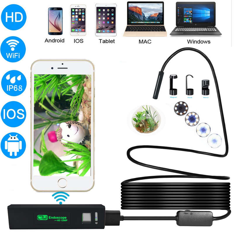 1200p 8mm usb android älypuhelin wifi-endoskooppi  ip68 vedenpitävä joustava kameratarkastus boreskooppiendoskooppi ios mac pc:lle