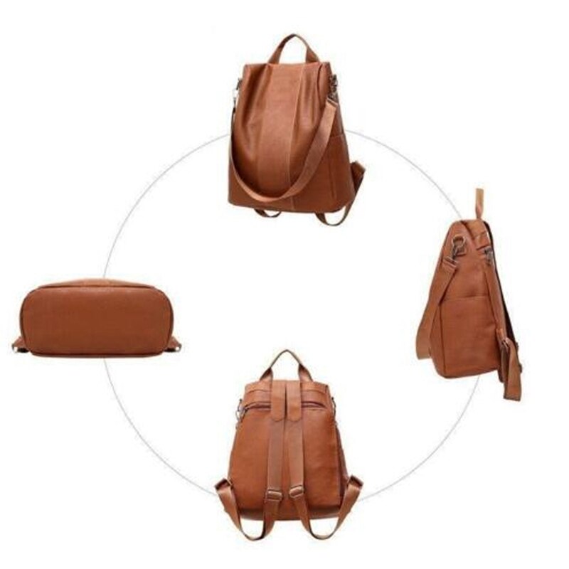 Dames PU Leren Rugzak - Vintage Stijl, Grote Capaciteit, Anti-diefstal Schooltas