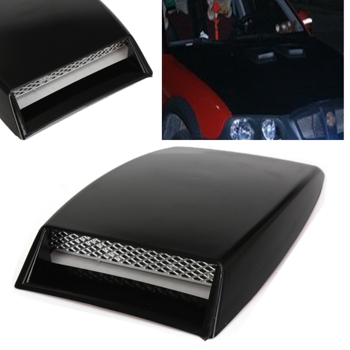 Universal Car Black Cover Bonnet Hood Scoop Air Flow Intake Vent Cover Decorative ABS Black Hood Scoop Vent Cover Decal