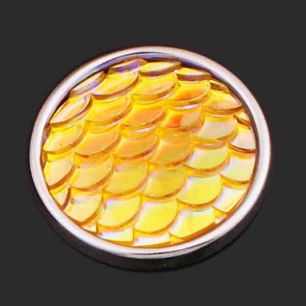SZ6402 Glitter Mermaid Ronde Ananas 18Mm Hars Drukknoop Voor Snap Sieraden Goede: Gold
