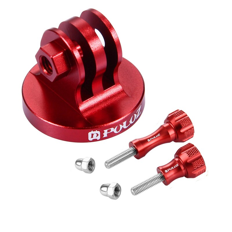 PULUZ 1/4 pouce vis trou trépied montage CNC adaptateur pour GoPro HERO/HERO7/6/5/5 Session/4/3/2/1/Xiaoyi/DJI OSMO caméra d'action: red with  2 screws