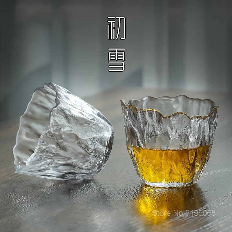 Japansk stil frost blommor hammare kung fu te kopp kronblad skull glas kvinnlig vacker konst vin skott glas whisky tumbler tekopp