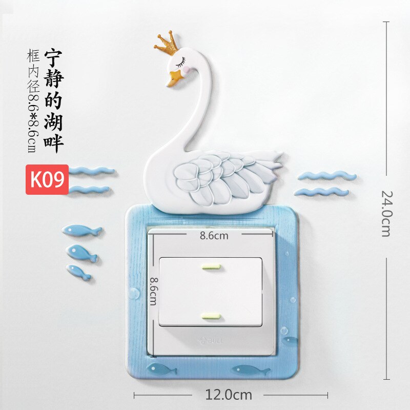 Home Decorations Wall Stickers Switch Protection Sticker Night light Switch Stickers Cartoon Cactus Unicorn Dino Switch Sticker