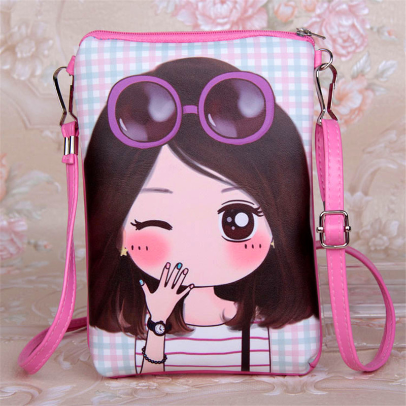 PU Cute Bao Bao Girls Cartoon Leather Shoulder Bag Female Purse Mini Crossbody Bags For Women Girl 18.5*12.5CM: J