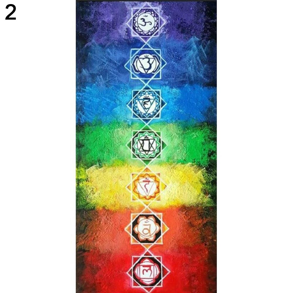 Rektangel regnbue 7 chakra mandala bohemia tæppe gobelin sommer badehåndklæde yogamåtte 150cm x 75cm sjal