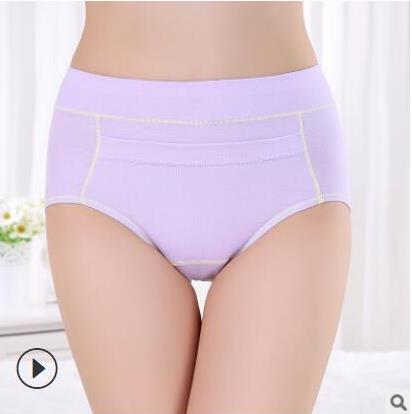 Detail blød kvindelig menstruationsfysiologisk underbukse dame høj talje bomulds skridtbukser lækker bevis sanitær undertøj kort: Lilla