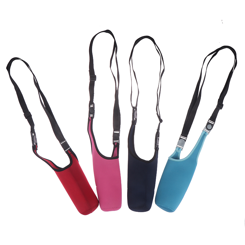 1pc värmeisolerande vattenflaska lock väska bärare med snäppspänne rep rem