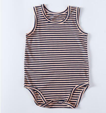 Kinderen kleding bodysuit vestidos jongens en meisjes kleding pyjama kinderen zomer mouwloos katoenen jumpsuit strepen multi-kleuren: orange black stripes / 4T