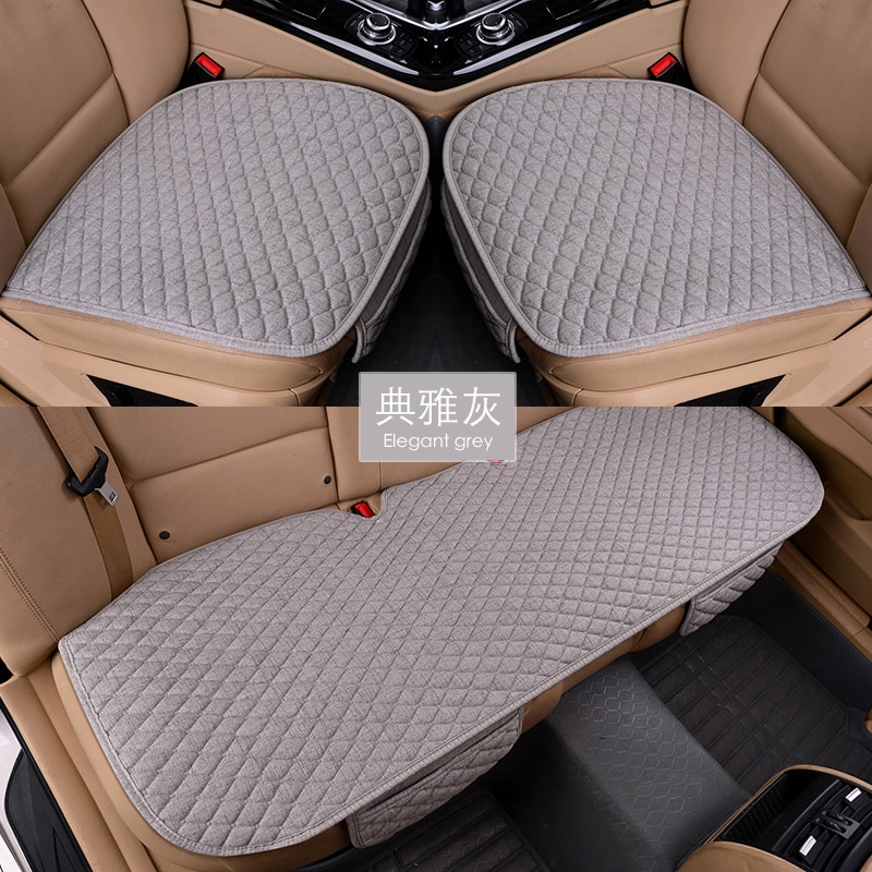 Linen Fabric Car Seat Cover Four Seasons Front And Rear Flax Cushion Breathable Protector Mat Pad Universal Size for Car Care