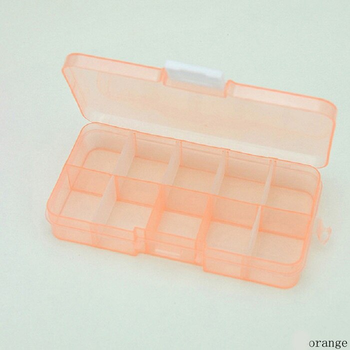 10 slidser gennemsigtig opbevaringsboks perler transportabel plastik arrangør taske håndværk perler containerc diy: Orange