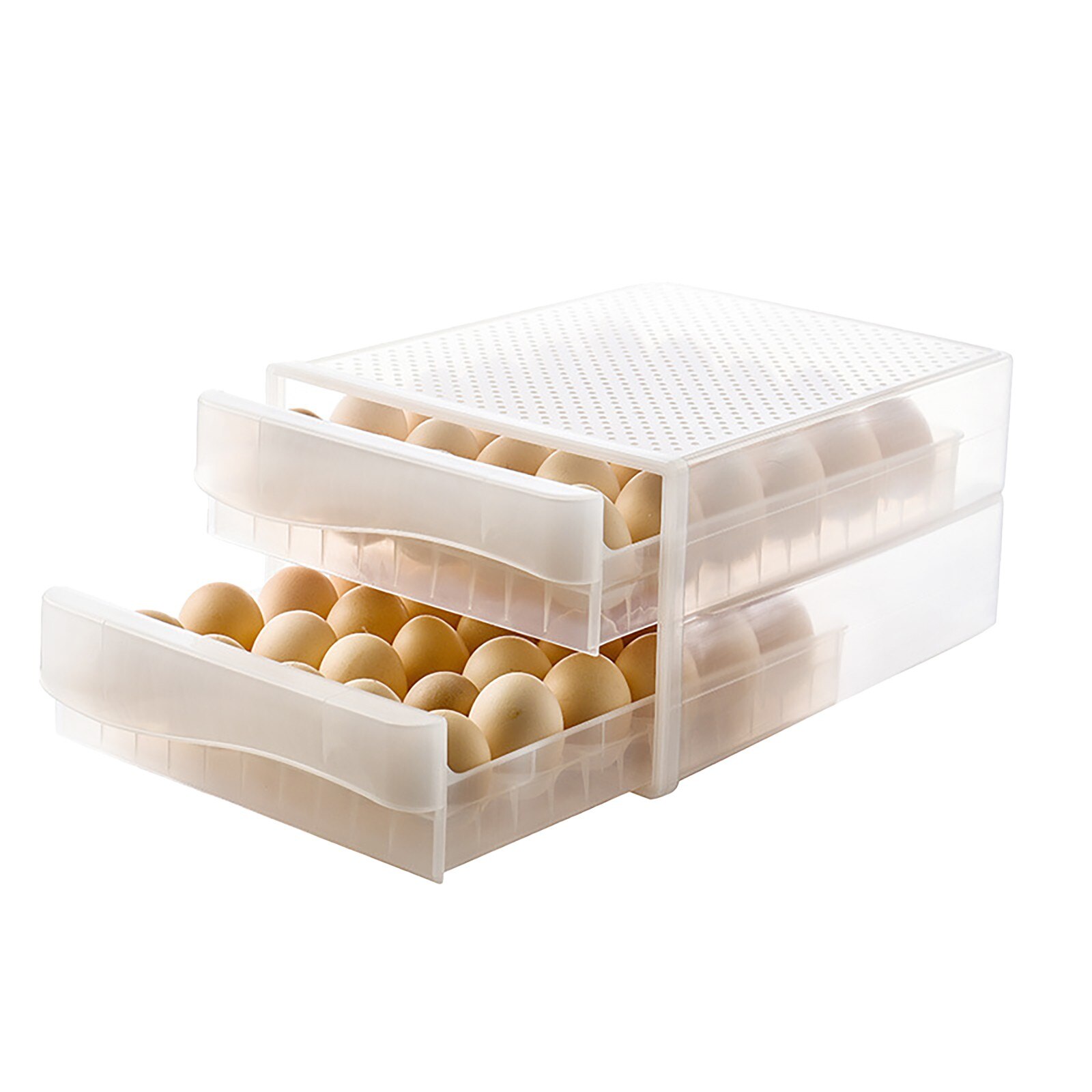 Plastic eggs container fridge eggs storage box stackable transparent eggs box suitable for large quantity (60 eggs)