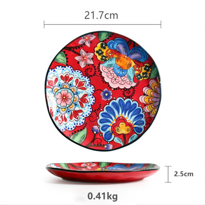 Cutelife keramik uregelmæssig bøf salat tallerken europæisk mooden sød porcelæn service tallerken køkken slange tallerken sæt: 8.5 tommer lille fad