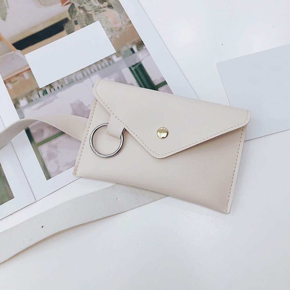 Fanny Pack Frauen Gürtel Tasche Leder Taille Tasche frauen Reine Farbe Ring PU Messenger Schulter Brust pochete homem: WHITE
