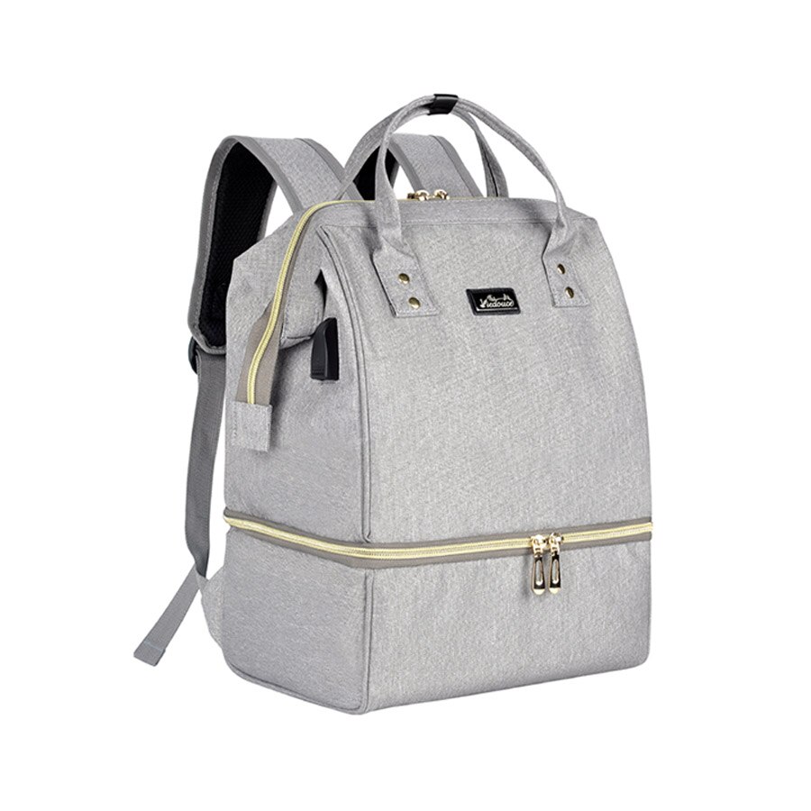 Viedouce thermal insulated school lunch bag travel usb diaper kid men women office lunch cooler box bag for women men kids lunch: Big grey