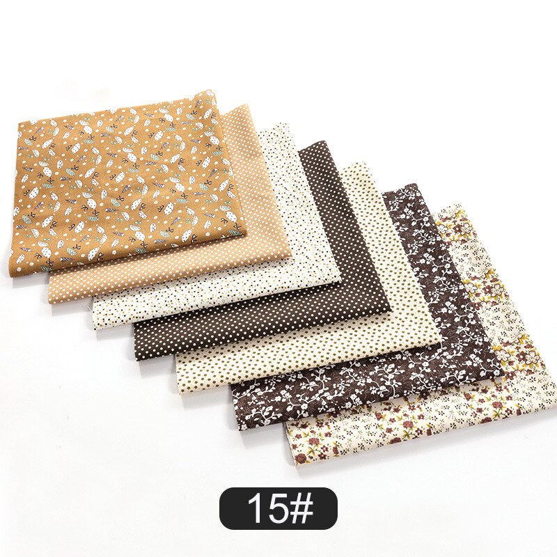 7 morceaux de tissu assorti 25*25cm groupe tissu uni pur coton petite fleur fait main bricolage coton: 15