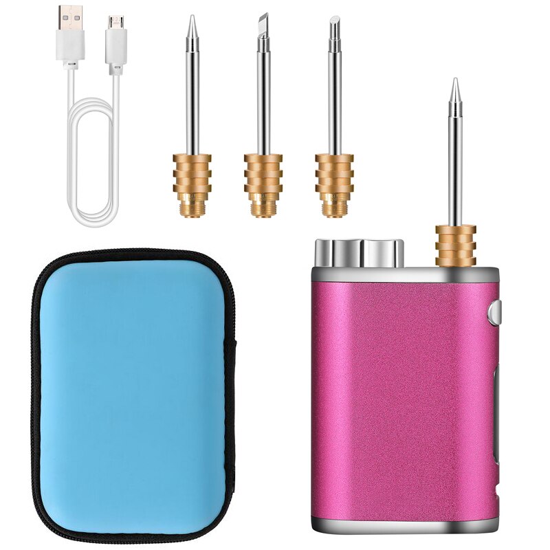 Portable rechargeable soldering iron, USB wireless battery soldering iron, 1W-75W high-power outdoor soldering iron: Red