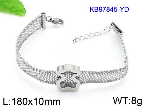 Mash Bear Bracelet Jewelry for Women Girls Stainless Steel Bear Accessories Leather Braided Bracelet: F 10mm