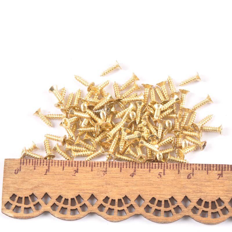100PCS silver/golden/bronze Flat head screw Carpenter's small screw Furniture wooden box hardware accessories cp2421