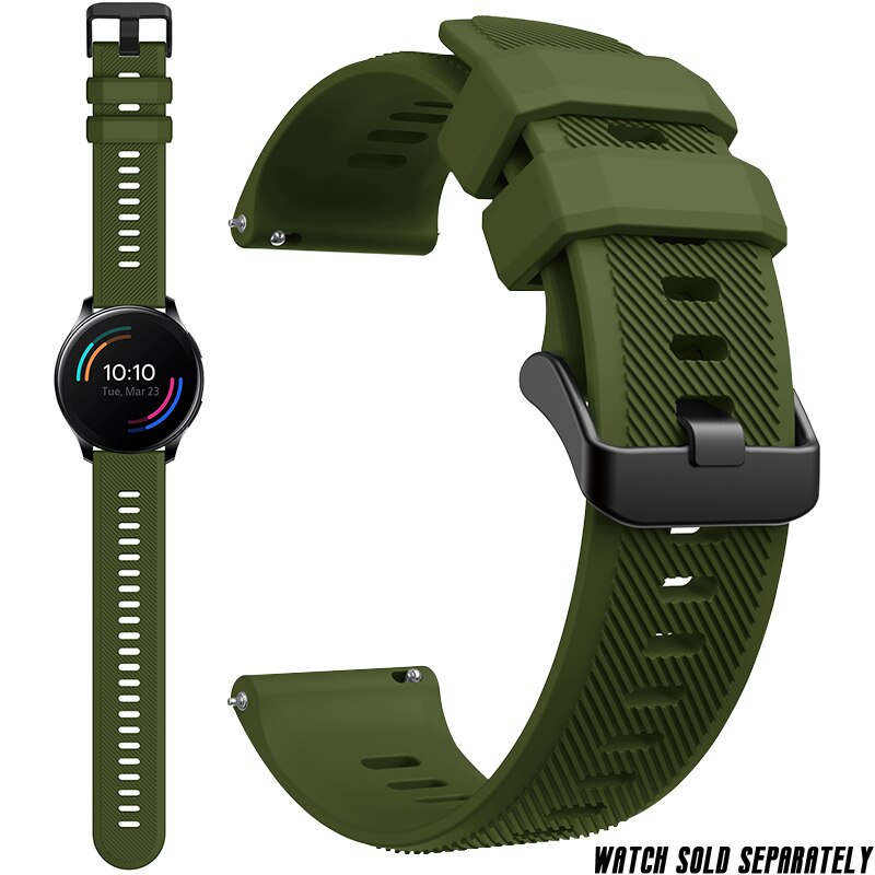 Silikonarmband für oneplus watch 22mm, ersatzarmband für smartwatch, schnellverschluss, streifenmuster, strukturierte oberfläche, armbandzubehör: Armeegrün