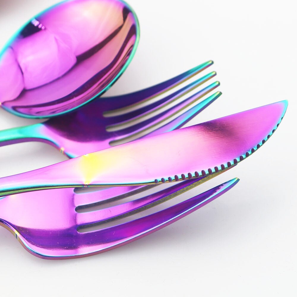 Guld bestick set köksbestick set 18/10 rostfritt stål servis set bestick servis set gaffel sked dessert set