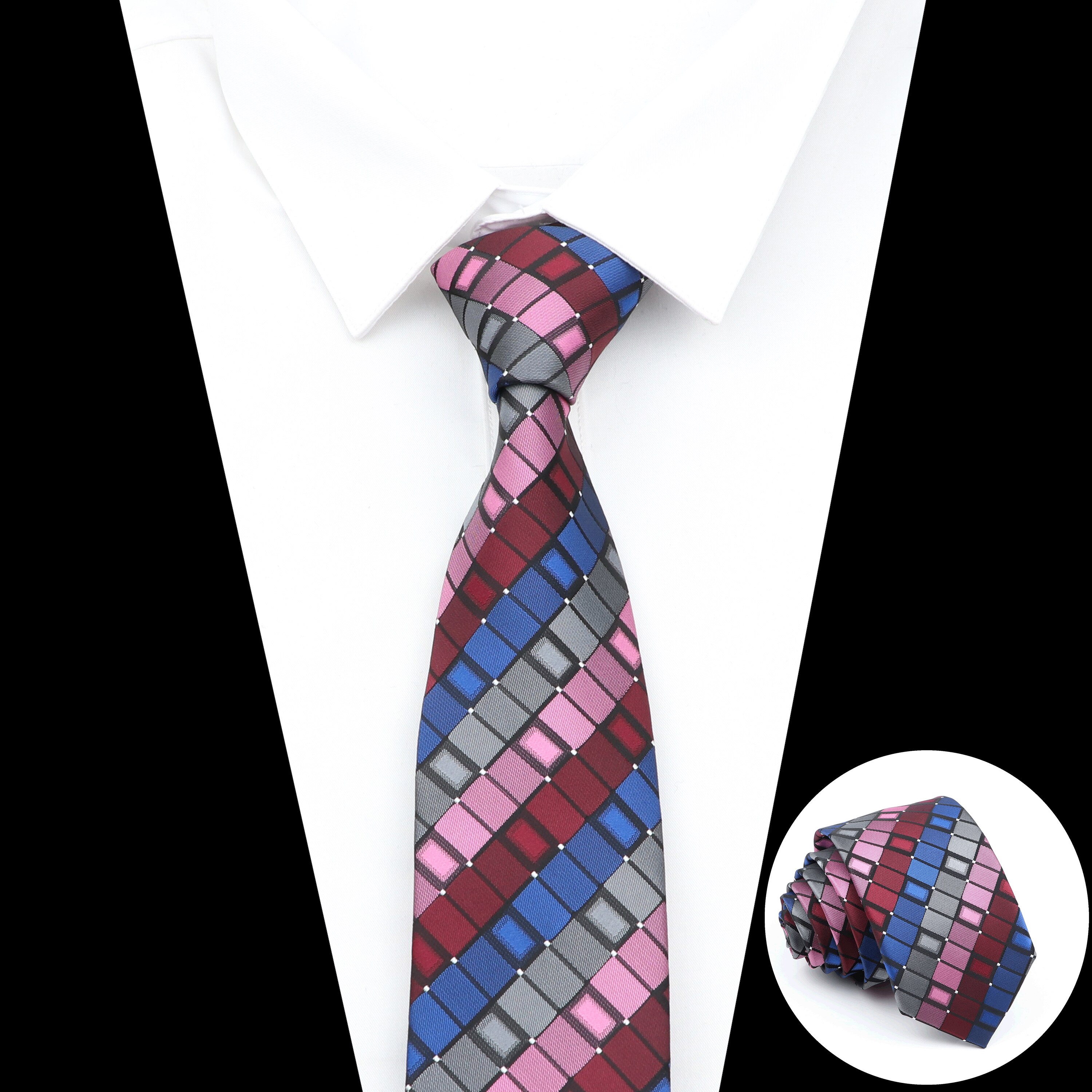 Corbata Negra a rayas para hombre, corbatas a cuadros de Color sólido de 6cm, azul y rojo, accesorios de uso diario, corbata, de de boda para hombre