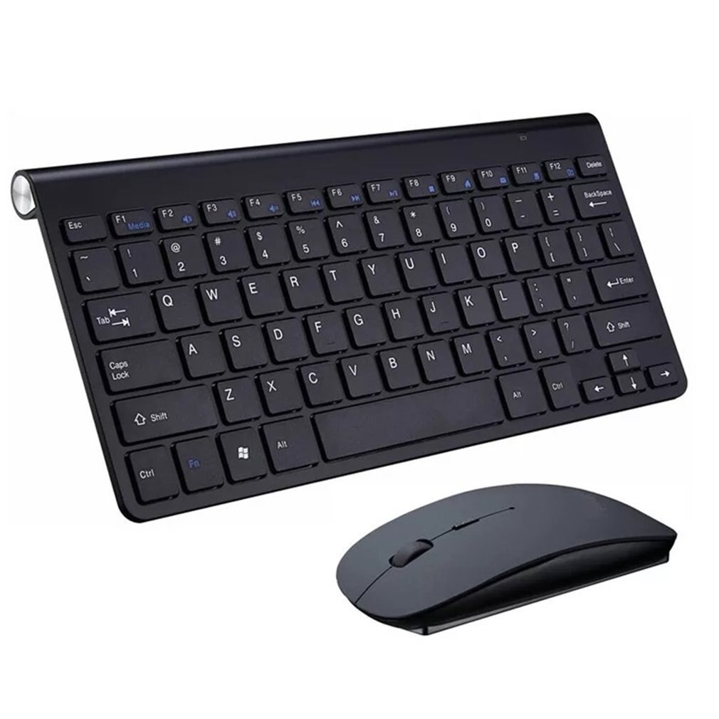 Draadloos toetsenbord en muis kam stille klik mutimedia 2.4g usb toetsenbord muis set voor notebook kantoorbenodigdheden: Zwart