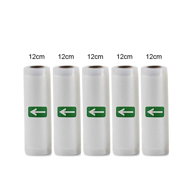 5 rolek/2 rolki Lot do kuchni do jedzenia worek próżniowy torby do przechowywania uszczelniacz próżniowy żywności zachować 12 + 15 + 20 + 25 + 28cm * 500cm: 12cm 5pcs