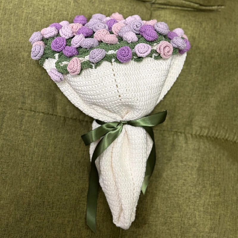Rosebukett-teppe diy-materialepakke håndlaget blomsterbukett bursdag sammenleggbare kastetepper