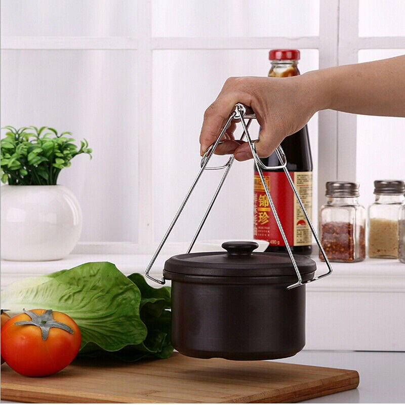 1x Anti-Scald Kitchen Pot Gripper Foldable Stainless Steel Dish Plate Holder Bowl Clip Gripper Clamp Tong Tool